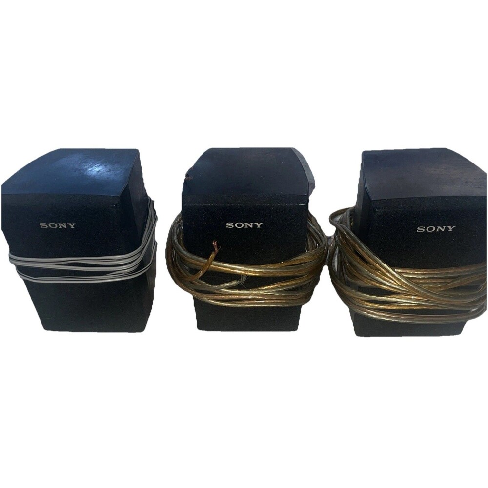 Sony SS-MSP1 Bookshelf Speakers Set of 3 Black Wired Tested Working